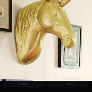 Pottery Barn Teen Gold Unicorn Wall Accent